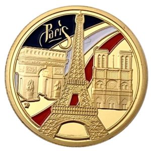 Gold Plated coins of Eiffel Tower in France